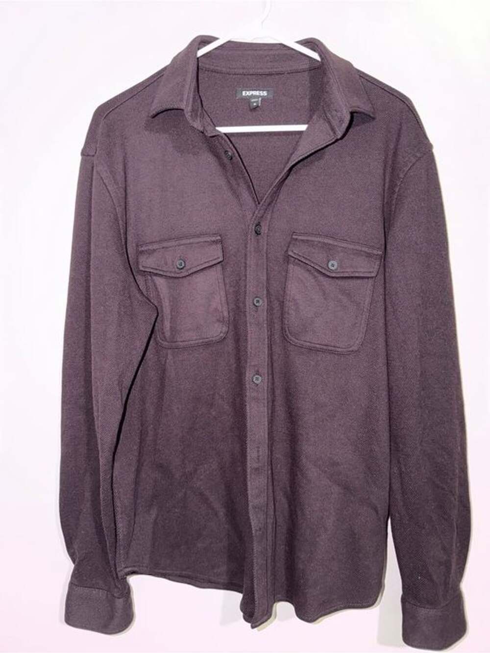 Express Women’s Medium Brown Button Front Overshirt Shacket
